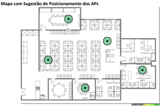 Mapa com sugestão de posicionamento dos APs