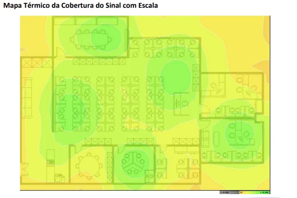 Mapa térmico da cobertura do sinal